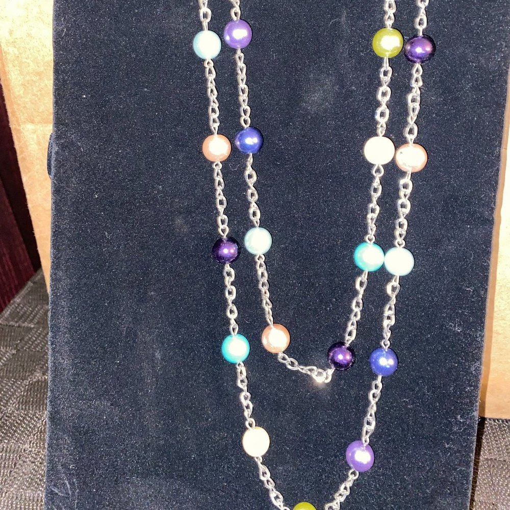 Very Long Double Strand Beaded Necklace